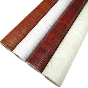 Feuille de Pvc mate couleur blanche gaufrage en bois Pvc adhésif Film décoratif pour porte meubles Membrane pressant le Film de Pvc