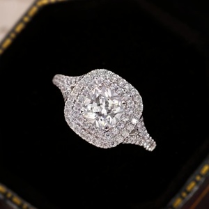 Qinglong Jewelry Custom VVS Moissanite <b>Cushion</b> Cut Cluster <b>Ring</b> 14K 18K Solid Gold Jewelry for Women Men 1 Carat Moissanite <b>Ring</b> - Product Image 3