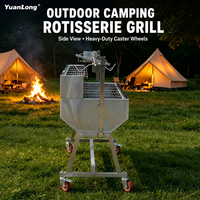 Barbecue portable au charbon de bois en forme de baril avec rôtissoire pour fêtes et cuisson extérieure, équipement pour rôtir le poulet