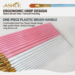 Ensemble de 10 pinceaux en nylon avec manche en plastique, pour <span class=keywords><strong>peinture</strong></span> acrylique, <span class=keywords><strong>gouache</strong></span>, huile, liner, <span class=keywords><strong>kit</strong></span> d'art - Product Image 3