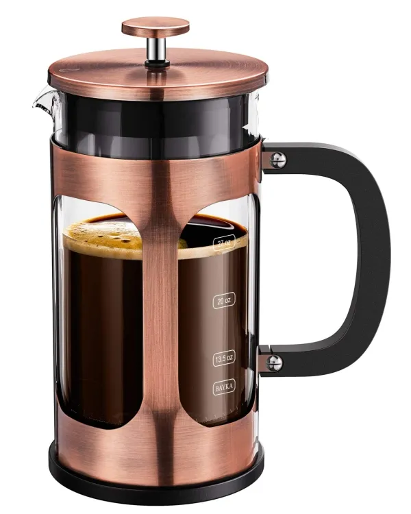 โรสโกลด์ Cafetera De Prensa Francesa 34 Oz Acero Inox Vidrio เครื่องชงกาแฟเอสเปรสโซสีสแตนเลสฝรั่งเศสกด