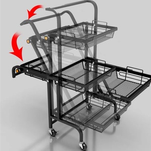 Foldable Multi Layer Storage Cart With Wheels For Indoor Outdoor Use 3 Tier Trolley Rack For Living Room Balcony Plant Snack - Product Image 3