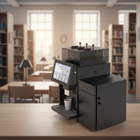 Cafetera Espresso con Pago Integrado, Latte y Cappuccino con un Solo Toque, Dispensador de Altura Ajustable, Pago con Tarjeta/Código QR