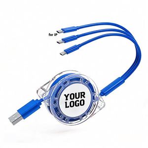 Wholesale Promo Gift Custom Logo Portable Multi-Color 3-in-1 USB Cable Universal Retractable Fast Charging Phone <b>Charger</b> - Product Image 1