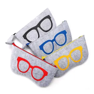批发便宜的便携式眼镜袋化妆收纳袋笔盒软毡拉链钱包眼镜袋定制标志印刷
