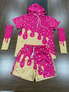 FQ Vente en gros de sweats à capuche personnalisés pour enfants à manches courtes, sweats à capuche pour hommes à manches courtes sublimés OEM/ODM, t-shirts à capuche de sport pour la gym - Product Image 2