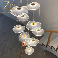 Lustre moderne en acrylique LED en forme de feuille de lotus pour bar, hôtel, hall, villa, maison