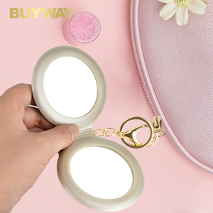 Mini espejo de maquillaje compacto portátil para mujer, espejo de tocador de bolsillo con aumento, acabado ABS, marco de PU - Product Image 4