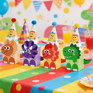 Cajas de Papel para <span class=keywords><strong>Regalos</strong></span> y Dulces con Temática de Dinosaurios, Cajas de Papel para Golosinas para Niños, Baby Shower, Fiestas de Cumpleaños - Product Image 5