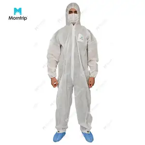 CE ISO type 5 6 breathable oil field chemical resistant nonwoven hooded disposable pp coverall for men