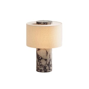 Rechargeable <strong>Touch</strong> Switch Modern Marble <strong>Table</strong> <strong>Lamp</strong> Natural Stone <strong>Bedside</strong> <strong>Lamp</strong> with Fabric Shade - Product Image 6