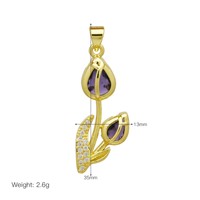 Nouveau Pendentif Collier en Cuivre Plaqué Or 18K avec Grand Zirconium Coloré en Forme de Bourgeon de Tulipe, Vente en Gros