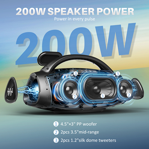 Tốt nhất người bán D20 IPX6 ngoài trời không thấm nước 200W Boombox Loa bluetooth di động, với hai micro, pin lớn cho ngoài trời - Product Image 2