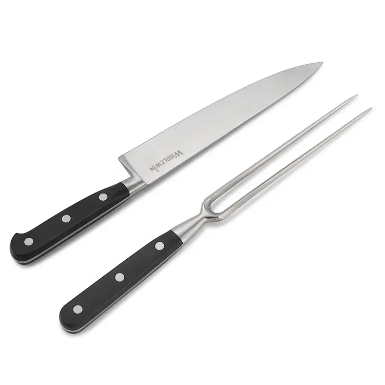 Best sell Stainless steel carving knife and fork meat carving knife set for meat carving