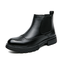 Bottes Chelsea Homme à Enfiler Style Brogue, Imperméables, pour Fêtes et Bureau, Tige en PU de Haute Qualité, Qualité Supérieure, Faible MOQ