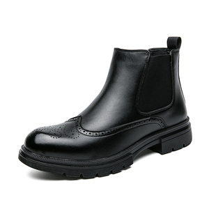 <b>Men's</b> <b>Brogue</b> Ankle <b>Boots</b> Slip-On Chelsea Style Autumn Water Resistant Party Office High Quality PU Upper Premium Quality Low MOQ - Product Image 1