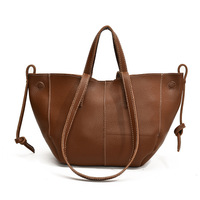 Sac à bandoulière de style français avec grain litchi, sac fourre-tout tendance grande capacité, sac à main et sac à bandoulière cousus