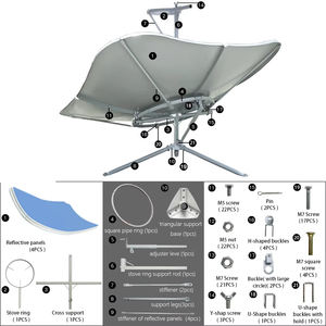 Réchaud <span class=keywords><strong>solaire</strong></span> pliable pour la maison, longueur focale de 0,7 m, dimensions 1,35 m x 1,35 m, appareil de chauffe-eau à économie d'énergie pour une utilisation en milieu rural et en extérieur - Product Image 4