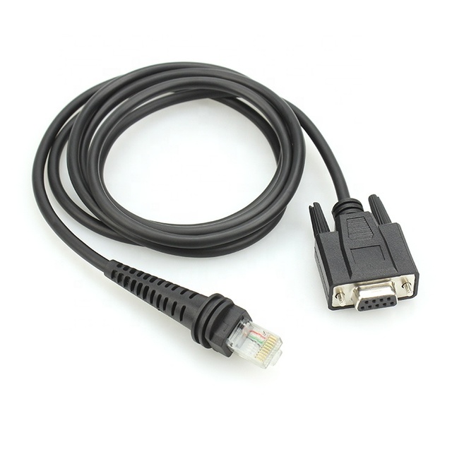 Custom Shielded DB9 RS232 to RJ50 10P10C Industrial Grade Adapter Cord for Barcode Scanner PLC Medical Devices