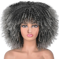 Venta al por mayor Afro rizado peluca pelo de fibra sintética corto rizado mujeres negro 14 elástico encaje peluca corta Cali arena Afro