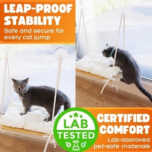 USMILEPET Factory Outlet de madera para mascotas hamaca nidos cojín cama con ventosa Mat colgante gato columpio para balcón gato perca - Product Image 4