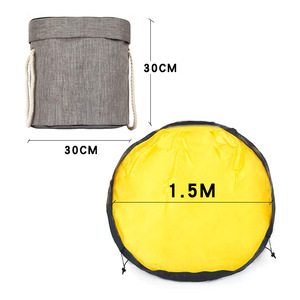 2-in-1 toy storage basket and play mat Outdoor Cleanup Play Mat Collapsible Canvas Basket