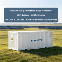 Contenedor ESS Sunwave de 500kW 1MWh para Microredes, Almacenamiento Solar Fuera de la Red 20GP, 314Ah LiFePO4 Híbrido Diésel Remoto