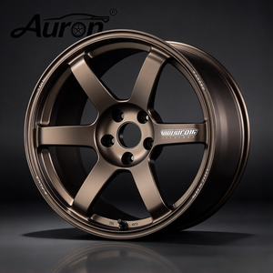 Jante en alliage multi-rayons Auron 5.5x15 Noir brillant avec lèvre usinée monobloc moulée pour voitures particulières Neuve - Product Image 1