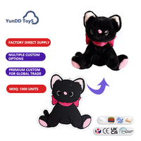 Porte-clés en peluche chat noir personnalisé, adorable porte-clés en peluche avec illustration imprimée sur mesure pour la décoration de sac