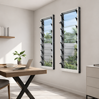 Ventana de Aluminio con Persianas Ajustables Horizontales, Contraventanas de Vidrio, Mosquitera Templada para Exteriores, Hoteles y Baños