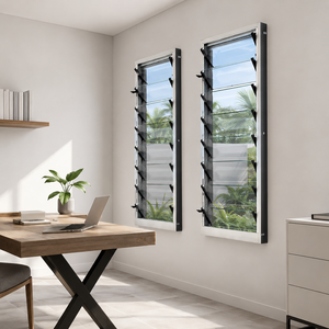 Fenêtre à persiennes en aluminium réglable avec moustiquaire, verre trempé, pour salle de bain, style tropical Australie - Product Image 4