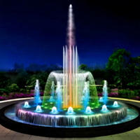 Fuente de Agua Musical Moderna para Exteriores con Luces LED RGB de Arcoíris para Decoración de Jardín, Hotel, Plaza y Paisaje