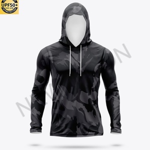 เสื้อฮู้ดแขนยาวผู้ชายแบบกำหนดเอง น้ำหนักเบา ระบายอากาศได้ดี UPF 50+ สำหรับตกปลา วิ่ง ป้องกันแสงแดด พร้อมหน้ากาก - Product Image 3