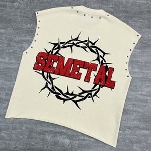 Débardeurs de sport pour hommes de haute qualité, en coton 100%, avec strass, sans manches, personnalisés, grande taille, pour la course à pied et la salle de sport - Product Image 4