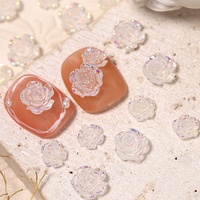 Fournitures pour Ongles Brillant Résine Rose Fleur Aurore Camélia Décoration Charmes Cristal Transparence Flatback 3D Nail Art Accessoires