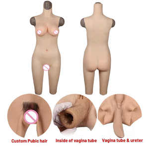 Combinaison Vagin en Silicone Forme Sein avec Bras Ventes à Bas Prix Faux Gros Seins Sissy Élastique en Silicone Combinaison Complète en Silicone pour Travesti - Product Image 3