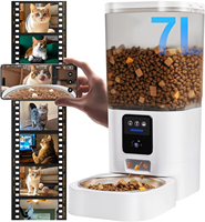 Distributeur automatique de nourriture pour chat et chien avec caméra de vision nocturne, grande capacité de stockage de 7 L, construction en acier inoxydable et plastique, facile à nettoyer