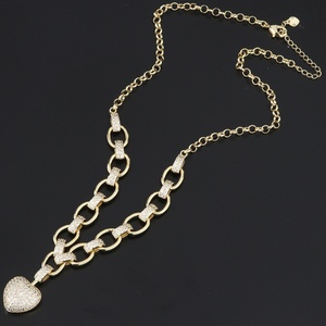 Ensemble de bijoux en forme de cœur pour femmes, collier et bracelet élégants en cuivre micro-incrusté de zircon, écologiques et délicats, 2 pièces - Product Image 5