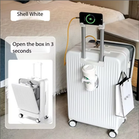 Valise à roulettes à ouverture frontale 20 pouces pour affaires avec compartiment pour ordinateur portable, port de charge USB, roues pivotantes, logo personnalisé