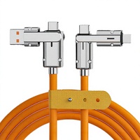 Kabel Pengisian Daya USB Type C Ke C 120W Baru Populer 4 Dalam 1 PD Kabel Silikon Pengisian Cepat Kabel Data Pengisian Daya