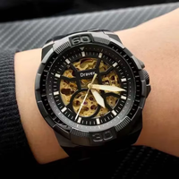 Montres mécaniques automatiques squelette de haute qualité pour hommes, cadran sport ajouré, étanches, bracelet en cuir FS, Montre Homme