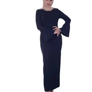 New Design Spring/Summer/Autumn Middle East Solid Color Flare Sleeves Muslim Dress