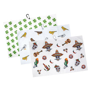 Serviette de golf à faible MOQ avec logo personnalisé, en microfibre à motif gaufré, avec mousqueton - Product Image 1