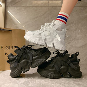 Fabricant de chaussures nouveau blanc <span class=keywords><strong>noir</strong></span> baskets à talons hauts femmes grosses chaussures Wedge sport femme printemps automne semelle épaisse dames baskets - Product Image 3