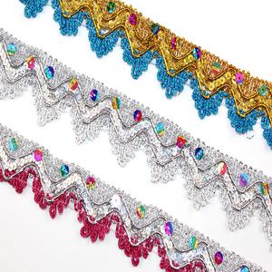 Hot Bán Thêu Vàng Và Bạc <span class=keywords><strong>Sequin</strong></span> Ren Trim Biên Giới Nước Hòa Tan Kim Loại Vải Cho Hat Trang Trí - Product Image 4