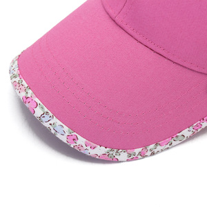 Pink Cotton Baseball Cap With Floral Trim Sunscreen Duckbill Hat For Kids And Adults Unisex Outdoor Wear - Product Image 3