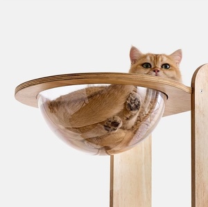 Hoog modern houten kattenklimrek, stabiel kattencondo boom met krabplank, speelgoed, binnenhuisdierenmeubilair - Product Image 3
