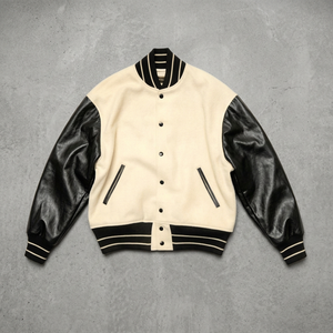 Blouson universitaire en cuir personnalisé pour homme, manteau de baseball en laine, col montant, coupe-vent, vêtement d'extérieur décontracté pour l'automne - Product Image 3