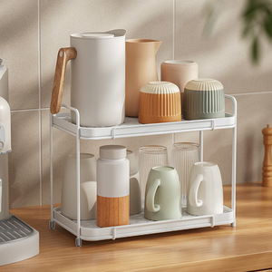 Double Layer Cup Holder Water Glass Storage Rack Drain <b>Tray</b> For Kitchen Desktop Organizing - Product Image 1