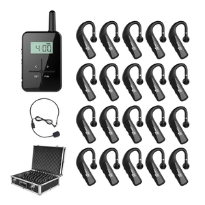 Sistema di Guida Audio UHF a 100 Canali con Portata di 200m, Trasmettitore e Ricevitore Portatile Wireless per Tour e Chiese - Product Image 1